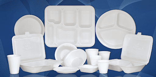 Polystyrene containers for foods